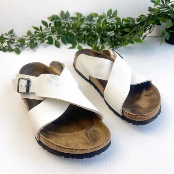 Birkenstock Shoes - Birkenstock | Siena Buckle Washed Metallic White